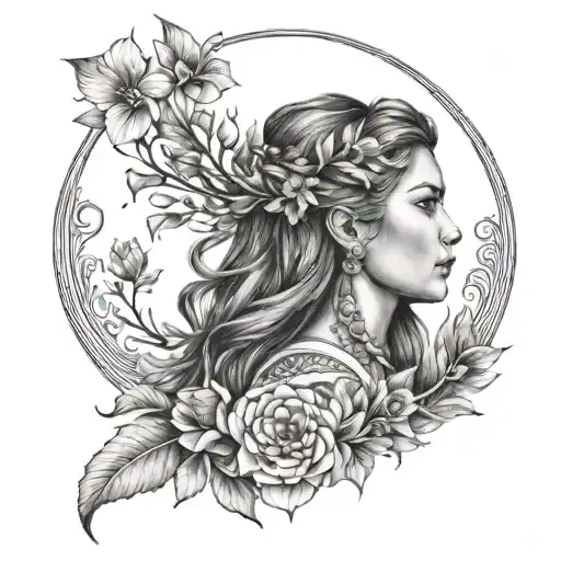 auxo goddess of growth strength family spirituality tattoo design idea