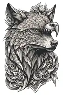 wolf eagle smoke tattoo design idea
