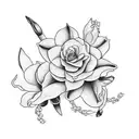  Epigaea and Cattleya trianae in a bouquet or bush tattoo design idea