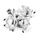  Epigaea and Cattleya trianae in a bouquet or bush tattoo design idea