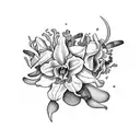  Epigaea and Cattleya trianae in a bouquet or bush tattoo design idea