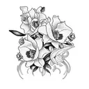 Epigaea and Cattleya trianae in a bouquet or bush tattoo design idea