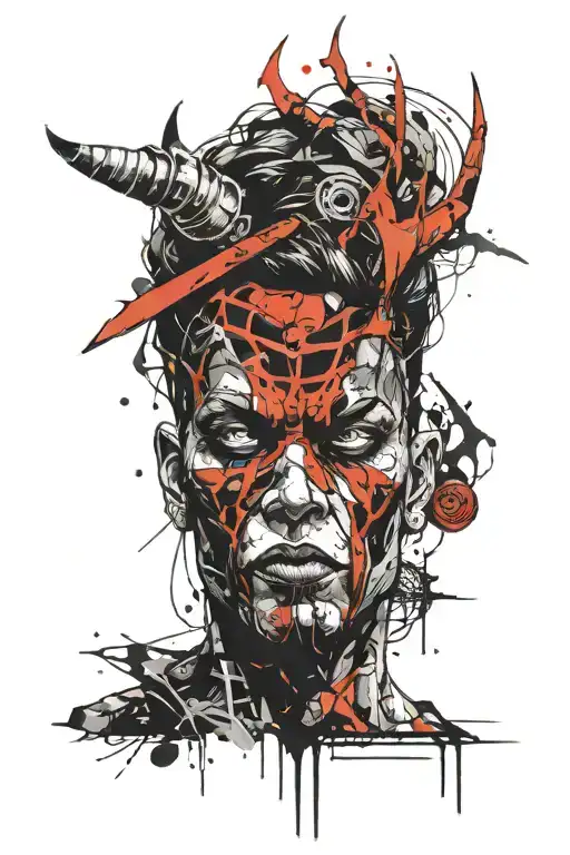 devil face tattoo design idea