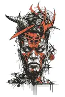 devil face tattoo design idea