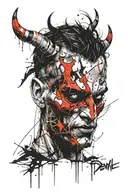 devil face tattoo design idea