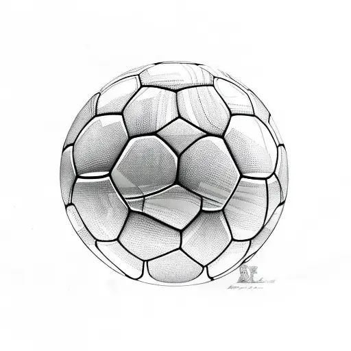 A detailed sketch of a soccer ball with animal patterns incorporated into the design tattoo design idea