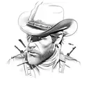 Create a tattoo design inspired by Arthur Morgan, the protagonist of the video game Red Dead Redemption 2. The image sho tattoo design idea