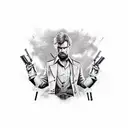 Create a tattoo design inspired by Arthur Morgan, the protagonist of the video game Red Dead Redemption 2. The image sho tattoo design idea