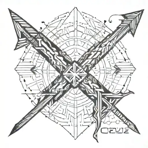 bow and arrow with the name Cruz tattoo design idea