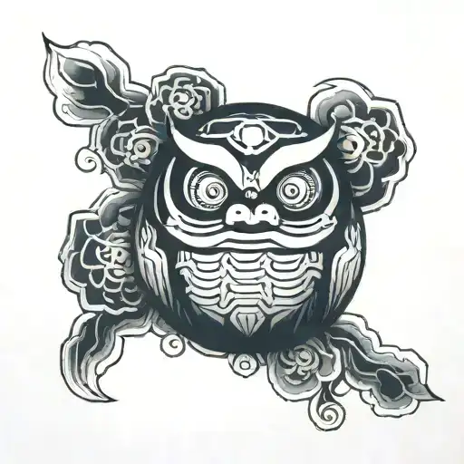 daruma with hexagon fram tattoo design idea