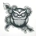 daruma with hexagon fram tattoo design idea