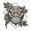 daruma with hexagon fram tattoo design idea