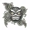 daruma with hexagon fram tattoo design idea