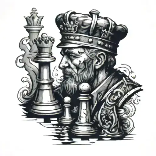 Chess King fallen soldier tattoo design idea