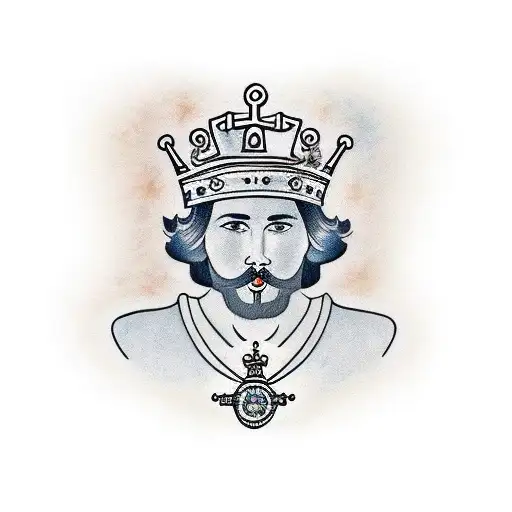 a brunette Spanish queen with a Stella star and Arthur's king's crown tattoo design idea