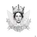 a brunette Spanish queen with a Stella star and Arthur's king's crown tattoo design idea