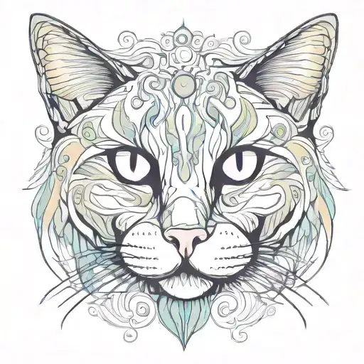 psychedelic cat tattoo design idea