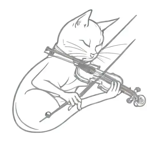 psychedelic cat that plays the violin  tattoo design idea