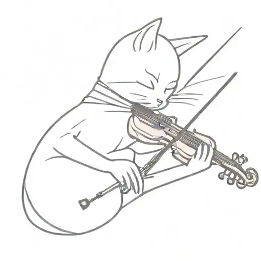 psychedelic cat that plays the violin  tattoo design idea