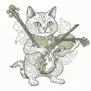 psychedelic cat that plays the violin  tattoo design idea