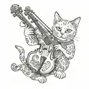 psychedelic cat that plays the violin  tattoo design idea