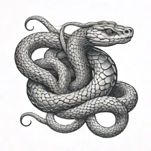 A snake shedding its skin to reveal a hidden horse within, representing transformation and rebirth tattoo design idea