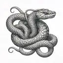 A snake shedding its skin to reveal a hidden horse within, representing transformation and rebirth tattoo design idea