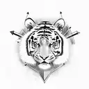 japanese tiger with arrows through its head tattoo design idea