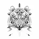 japanese tiger with arrows through its head tattoo design idea