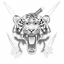 japanese tiger with arrows through its head tattoo design idea