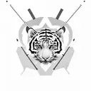 japanese tiger with arrows through its head tattoo design idea