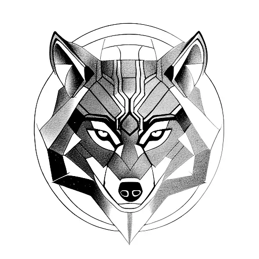 minimalistic Wolf in circle similar to Marvel Black Panther  tattoo design idea