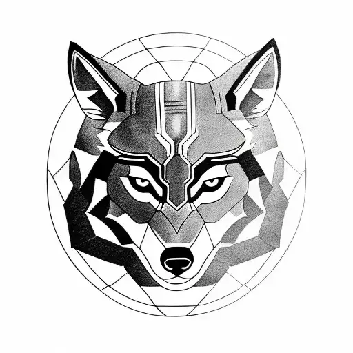 minimalistic Wolf in circle similar to Marvel Black Panther  tattoo design idea