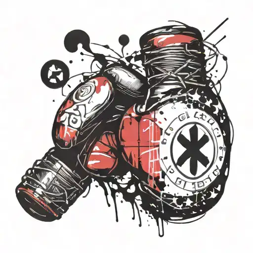 boxing glove with a zodiac killer symbol incorporated tattoo design idea