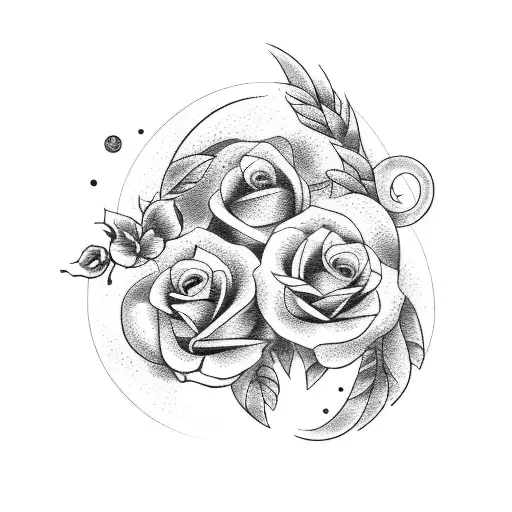 Gemini spiritual moon tattoo with roses tattoo design idea