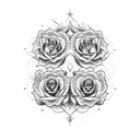 Gemini spiritual tattoo with roses tattoo design idea