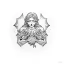 Gemini spiritual tattoo with roses tattoo design idea