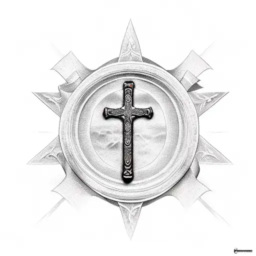 Christian Cross, sword  tattoo design idea