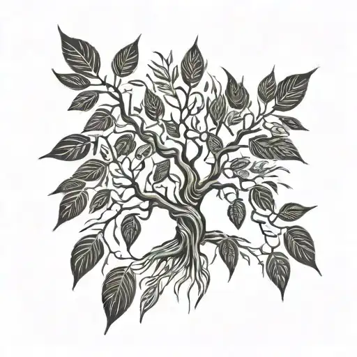 willow tree growing out of a crown tattoo design idea
