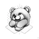 broken teddy bear playing games tattoo design idea