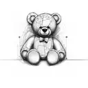 broken teddy bear playing games tattoo design idea