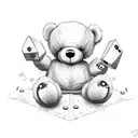 broken teddy bear playing games tattoo design idea