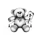 broken teddy bear playing games tattoo design idea
