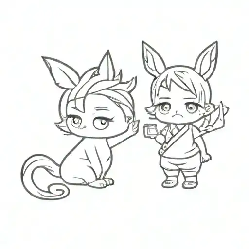 Chibi version Toji Zenin tattoo design idea