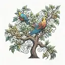 tree with Phoenix and apples also tattoo design idea