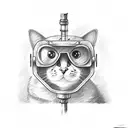 A cat wearing a welding mask and holding a torch tattoo design idea