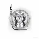 A cat wearing a welding mask and holding a torch tattoo design idea