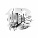 Train captain conducting a symphony orchestra tattoo design idea