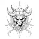 Devil Assassin with little axe tattoo design idea