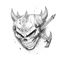 Devil Assassin with little axe tattoo design idea